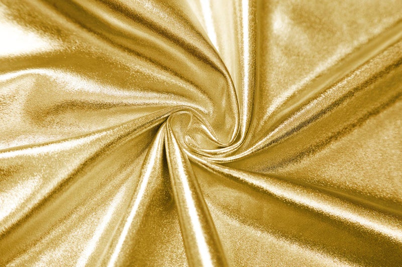 EXCHIC Women's Shiny Metallic Wet Look Stretchy Flared Mini Skater Skirt (S, Gold) - Image 4